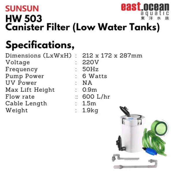 Sun Sun hw503 Dış filtre  600/lt