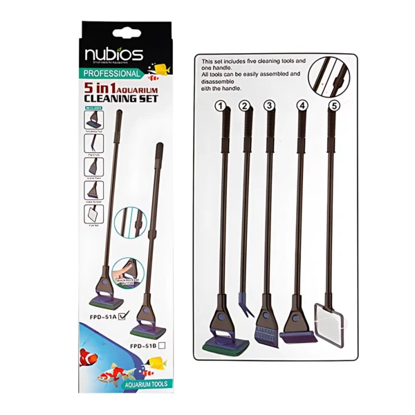 Nubios 5in1 Akvaryum Cam Temizleme ve Bakım Kiti 67cm